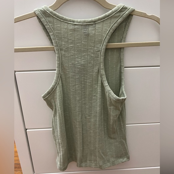 Sage Green Ribbed Knit Tank Top Lulus - Picture 2 of 6